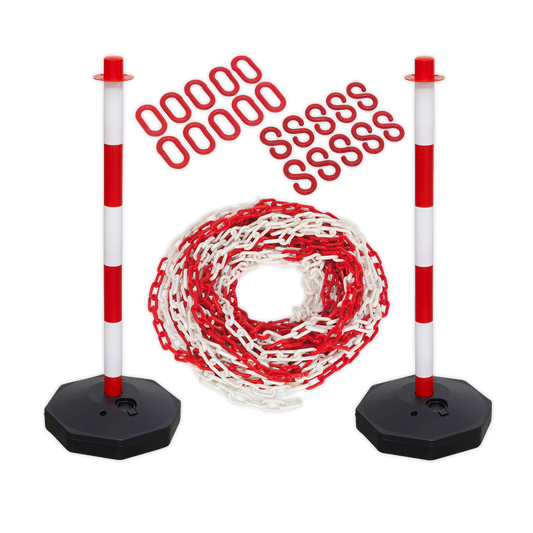 Sealey Exclusion Zone Extension Kit Safety Plastic Chain Post Base HP55KECOMBO