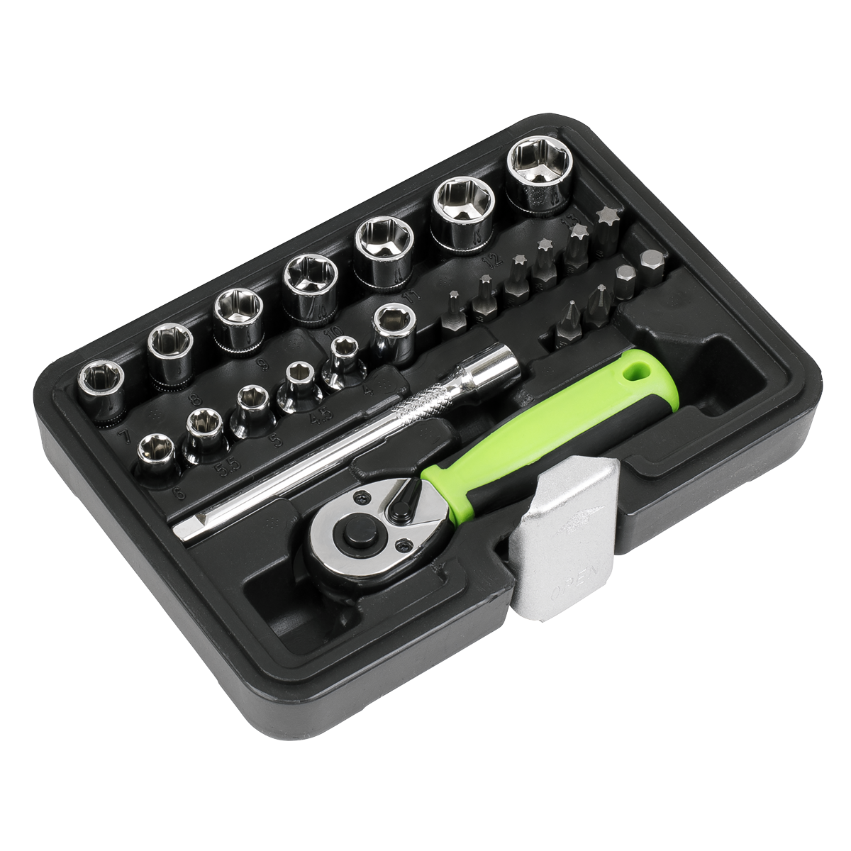 Sealey Socket Set 25 Pieces 1/4" Square Drive Metric With Mirror Finish S01233