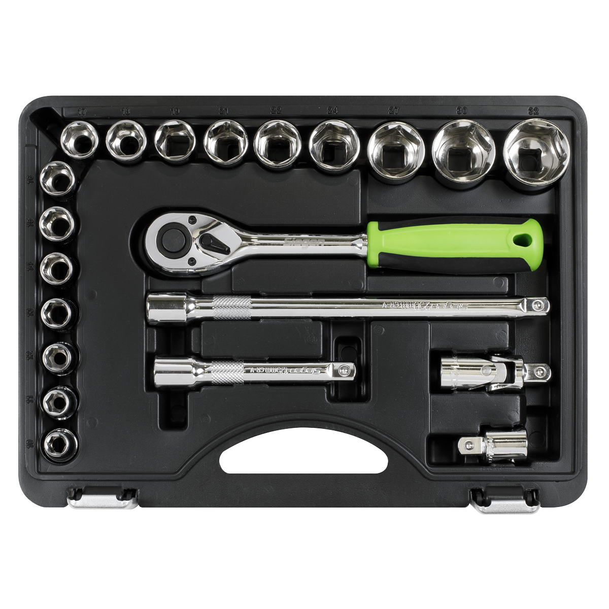 Sealey Socket Set 21 Pieces 1/2" Square Drive Metric With Mirror Finish S01237