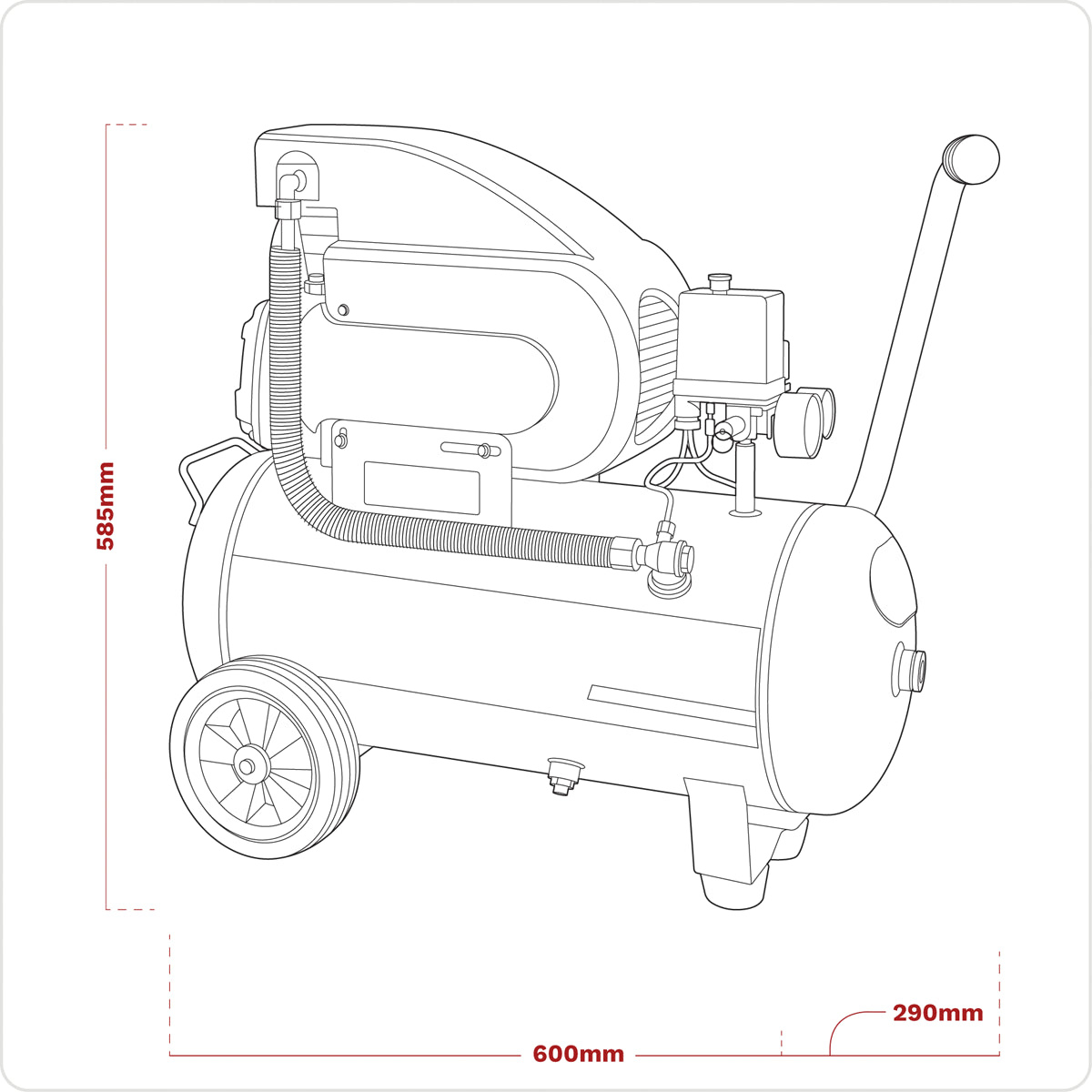 Sealey 24L Direct Drive Air Compressor 2hp 116PSI 8 Bar - Black SAC2420A