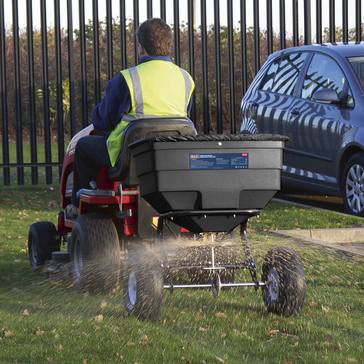 Sealey Broadcast Spreader With Adjustable Feed System 80kg Tow Behind SPB80T