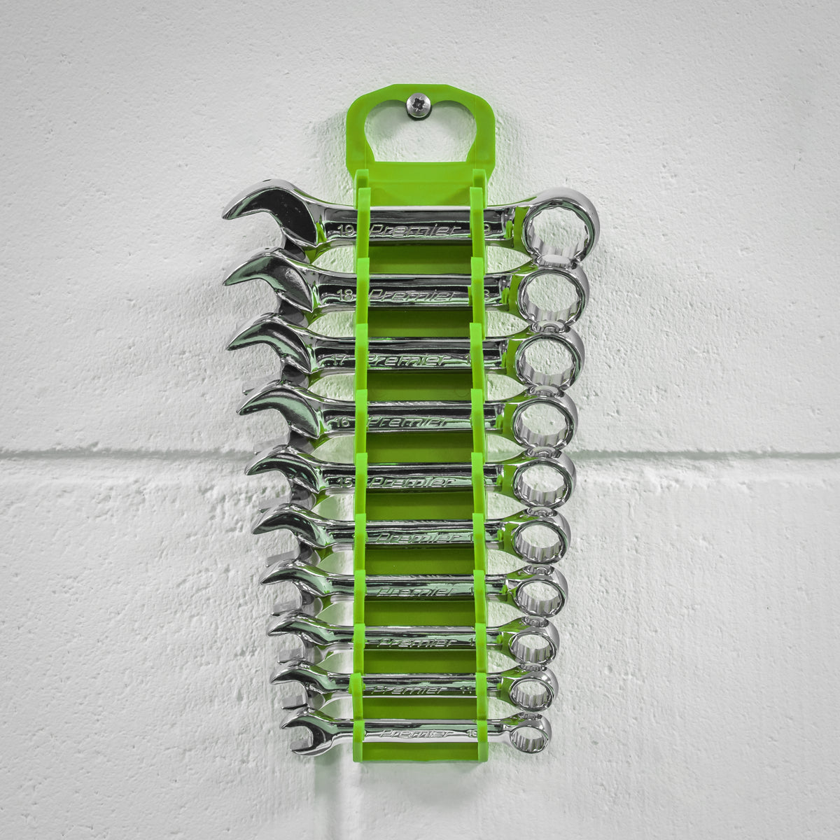 Sealey TPR Material Spanner Rack Capacity 10 Stubby Spanners Hi-Vis Green WR10HV
