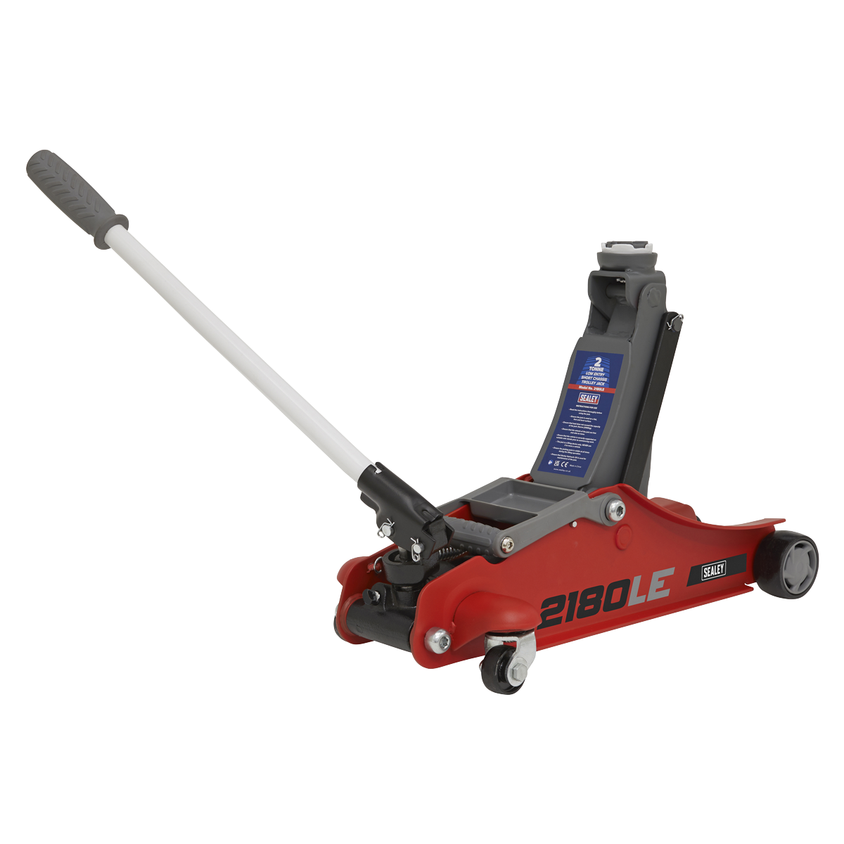 Sealey Handle Trolley Jack 2 Tonne Low Profile Short Chassis Red 2180LE