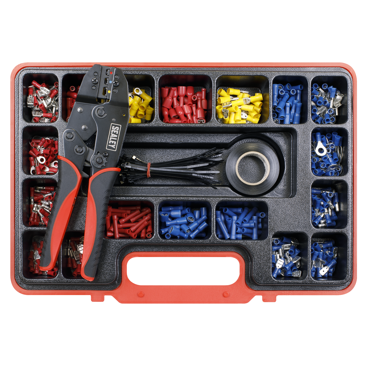Sealey Ratchet Crimping Tool Kit With Laminated Steel Jaws 552 Pieces AK386