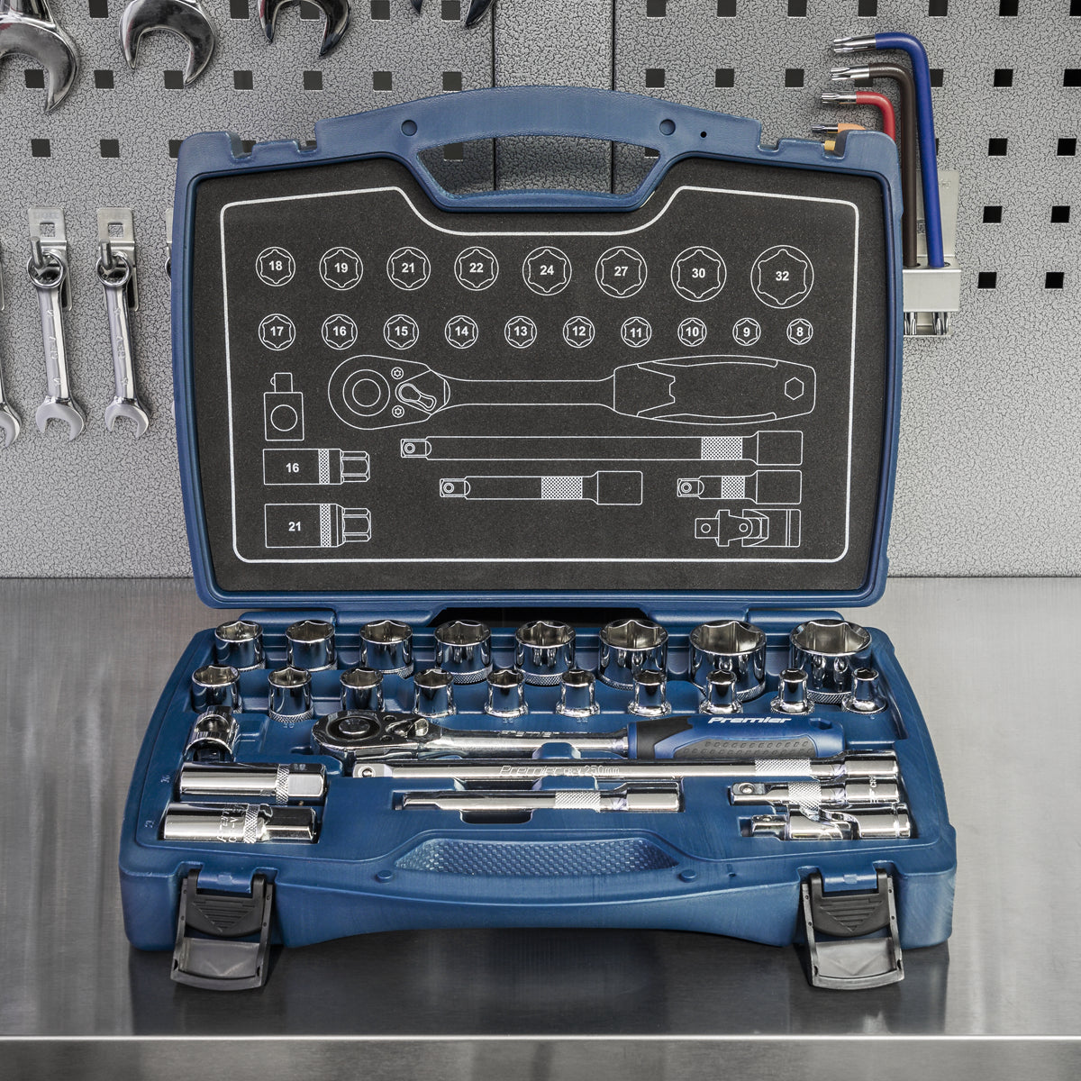 Sealey Socket Set 26 Pieces 1/2" Square Drive 6 Point WallDrive Metric AK8992