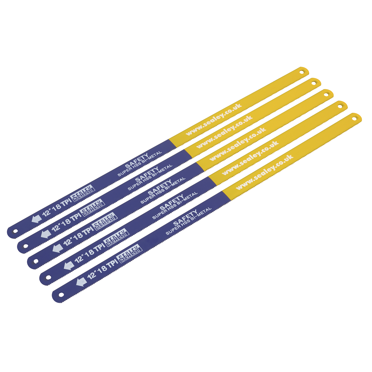 Sealey Hacksaw Blade 300mm HSS Flexible Bi-Metal 18TPI Pack of 5 Pieces HSB0518
