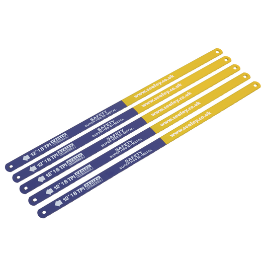 Sealey Hacksaw Blade 300mm HSS Flexible Bi-Metal 18TPI Pack of 5 Pieces HSB0518