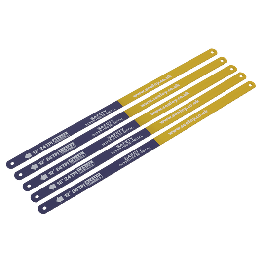 Sealey Hacksaw Blade 300mm HSS Flexible Bi-Metal 24 TPI Pack of 5 Pieces HSB0524
