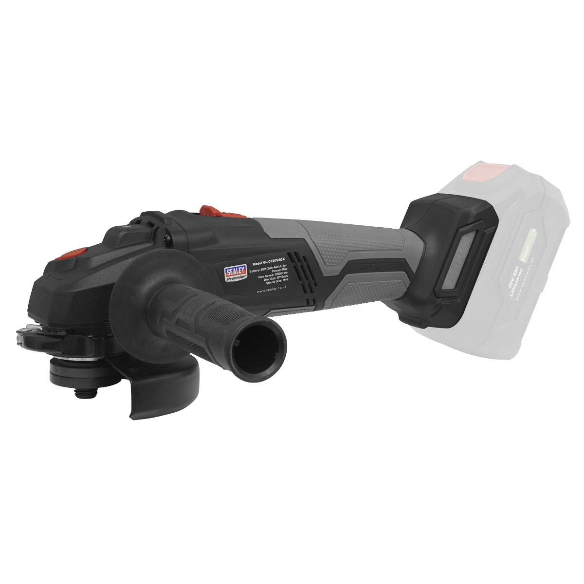 Sealey 20V 115mm Brushless Angle Grinder Ergonomic - Body Only CP20VAGX