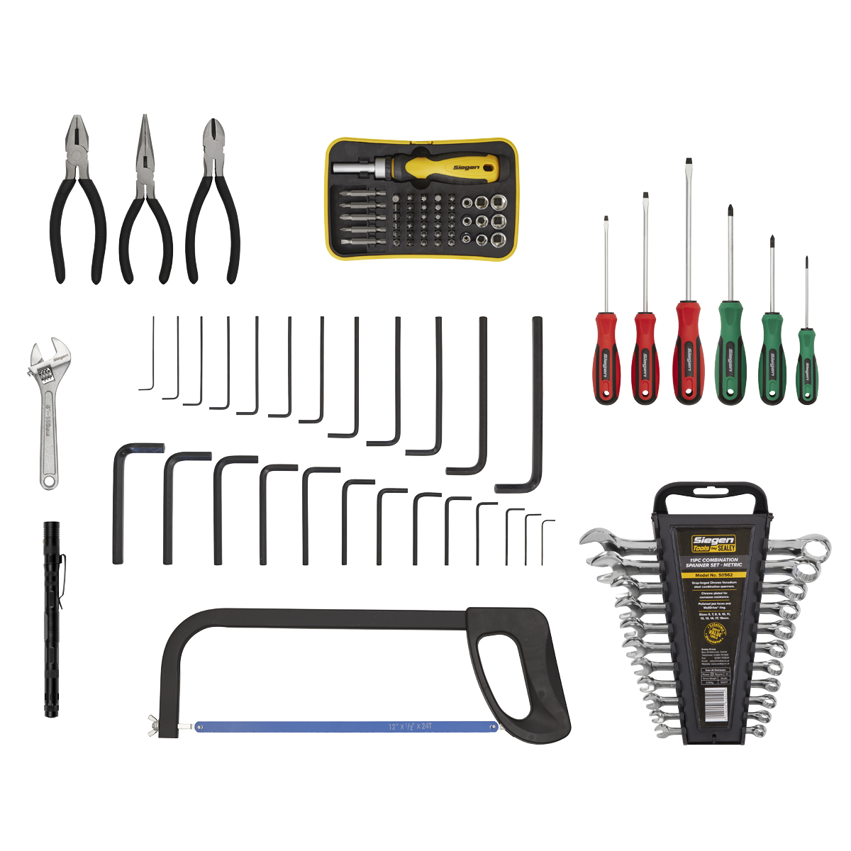 Sealey 3 Drawers Portable Tool Chest Hi-Vis 93 Pieces & Tool Kit AP9243BBHVCOM