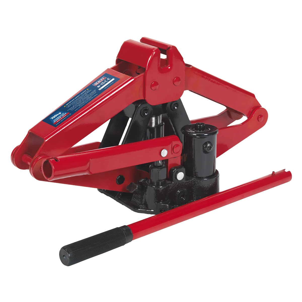 Sealey Hydraulic Scissor Jack With One-Piece Pumping Handle 700kg HSJ07