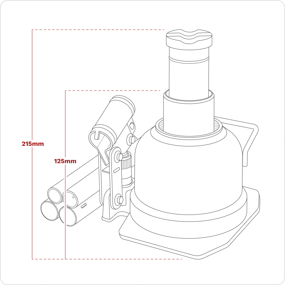 Sealey 10 Tonne Telescopic Low Profile Bottle Jack With Overload Valve BJ10LE