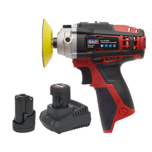 Sealey Cordless Polisher Kit Ø71mm 12V - 2 Batteries Lightweight CP1205KIT