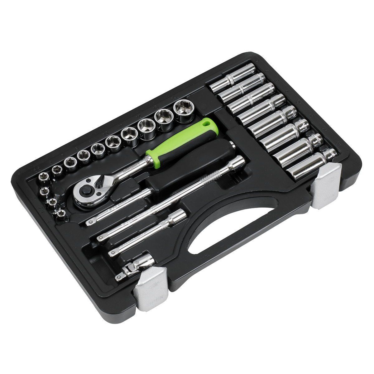 Sealey Socket Set 26 Pieces 1/4" Square Drive Metric With Mirror Finish S01234