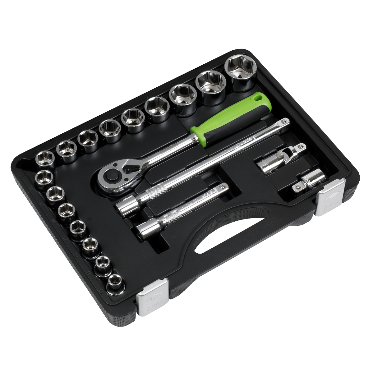 Sealey Socket Set 21 Pieces 1/2" Square Drive Metric With Mirror Finish S01237