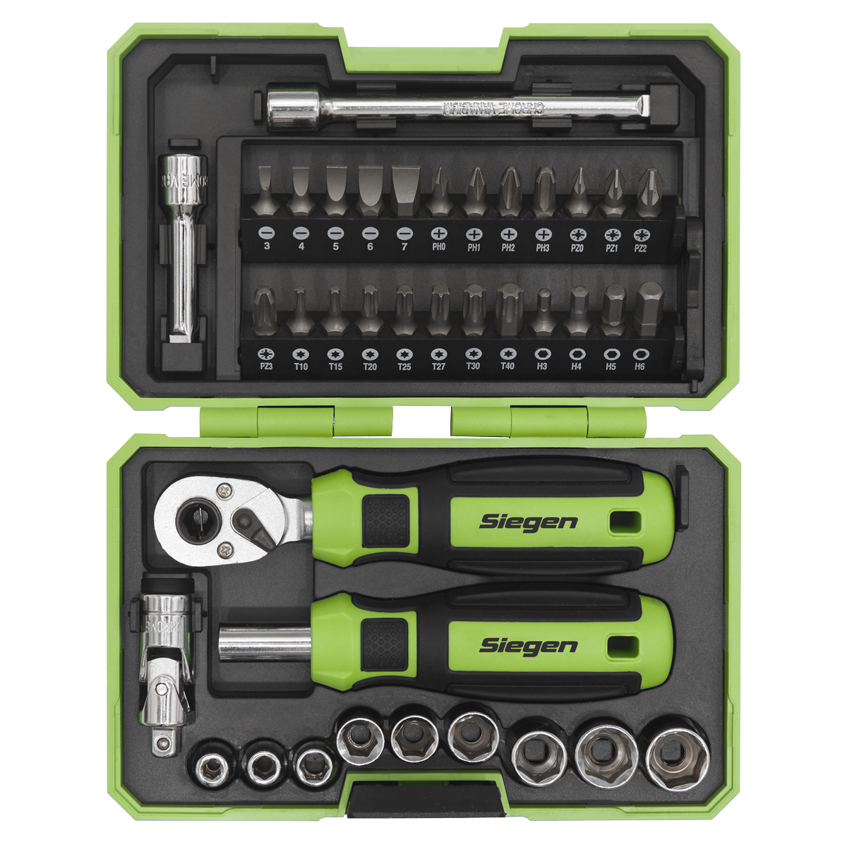 Sealey Socket & Bit Set 38 Pieces 1/4" Square Drive Corrosion Resistant S01255