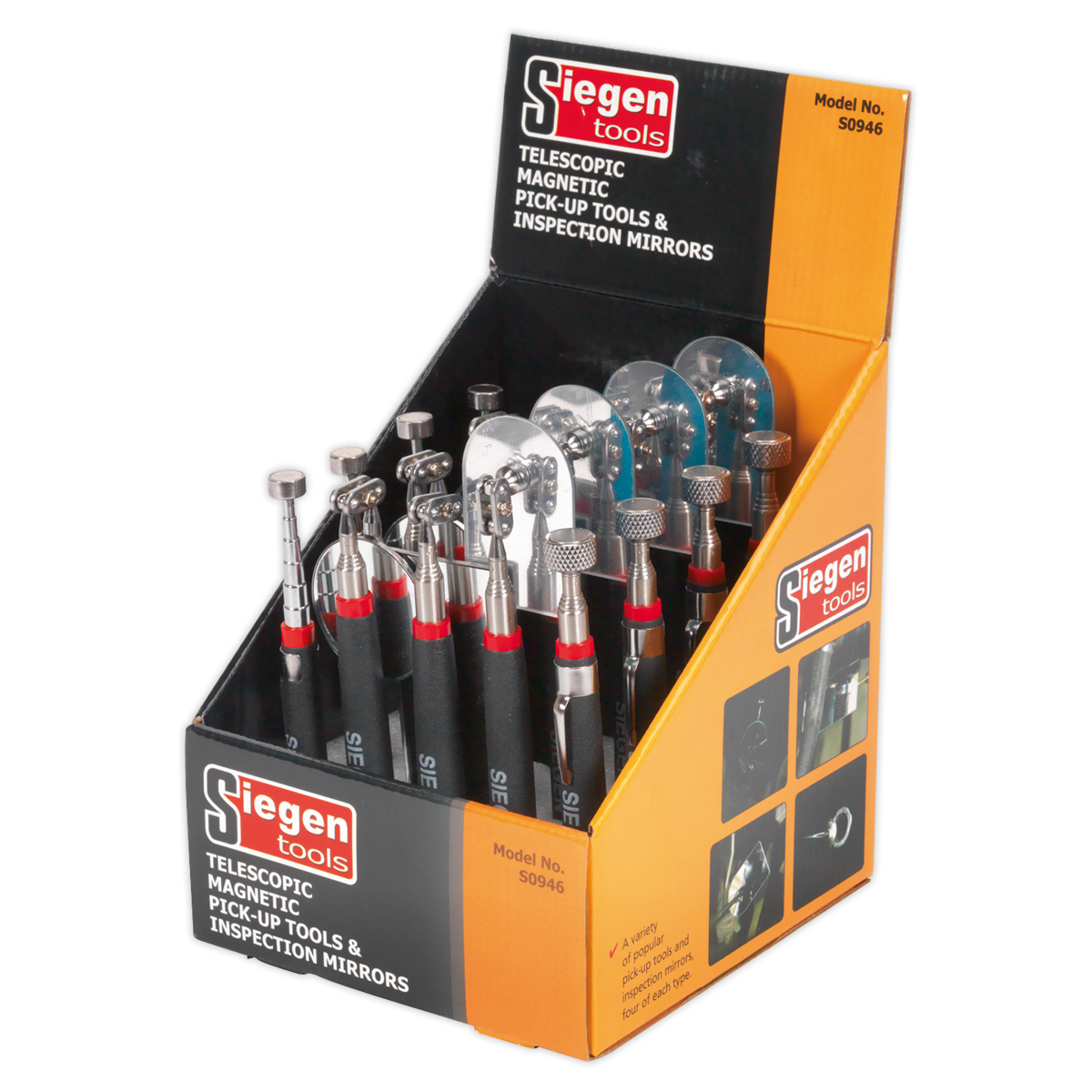 Sealey Telescopic Magnetic Pick-Up Tools & Inspection Mirrors - Box of 20 S0946
