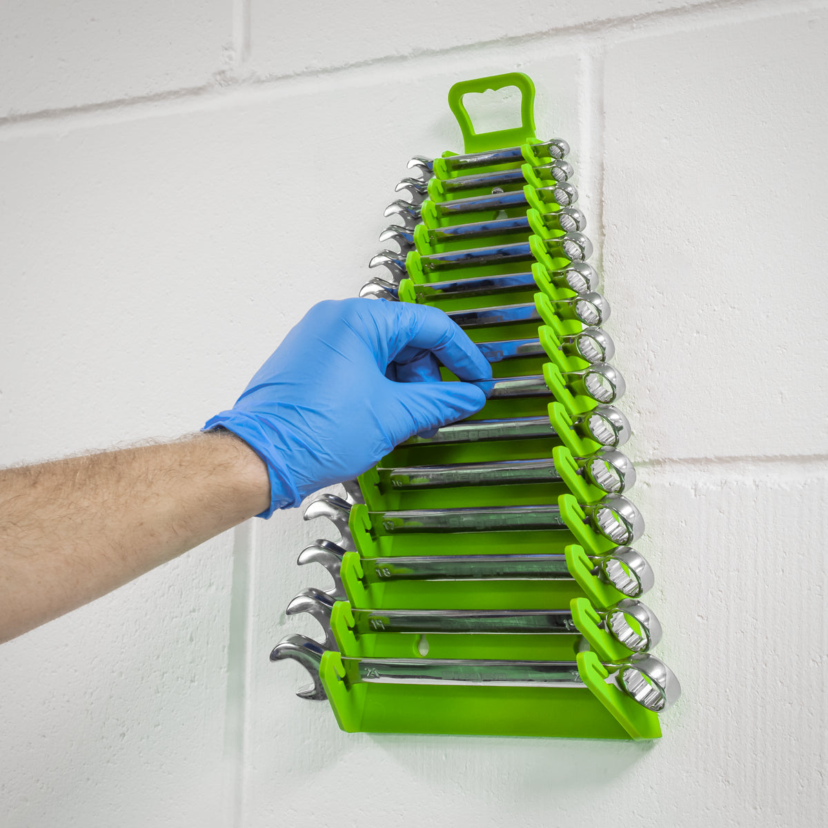 Sealey Premier Reverse Spanner Rack 15 Capacity Hi Vis Green Tool Storage WR09HV