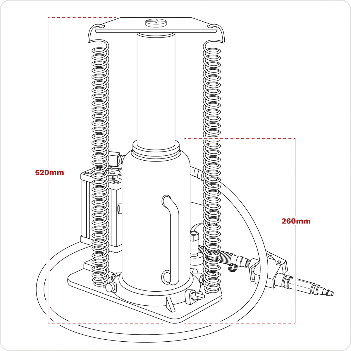 Sealey Air Operated Bottle Jack Lift With Sectional Pump Handle 18 Tonne YAJ18S