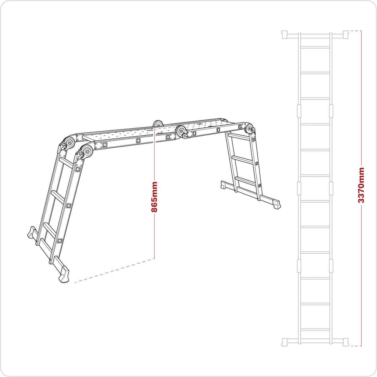 Sealey Aluminium Folding Platform Ladder 4-Way EN 131 Approved Silver AFPL1
