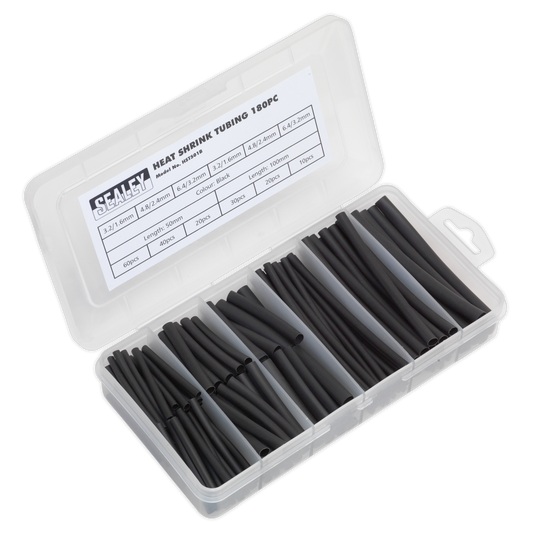 Sealey Heat Shrink Tubing Black 50 & 100mm RoHS Compliant 180 Piece HST501B