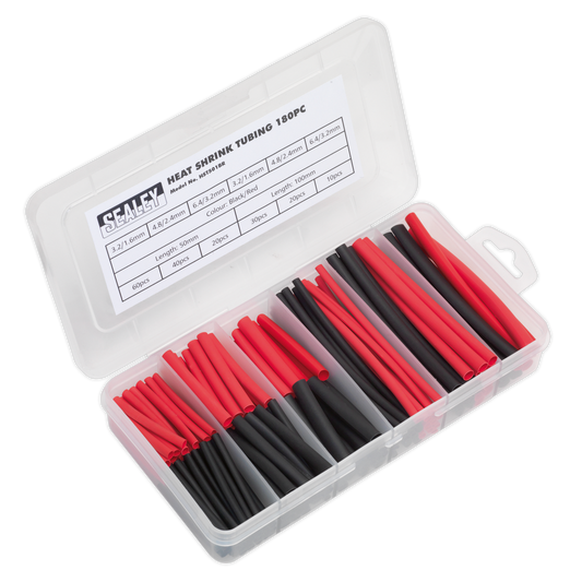 Sealey Heat Shrink Tubing Sleeve 180 Pieces 50 & 100mm Black & Red HST501BR