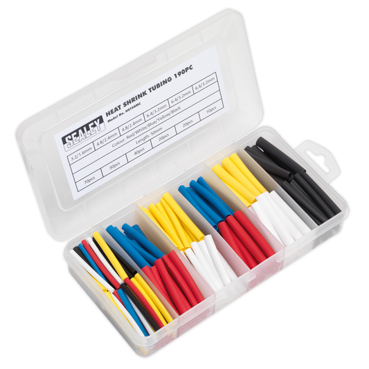 Sealey Heat Shrink Tubing Sleeve Mixed Colours 50mm 190 Pieces RoHS HST50MC