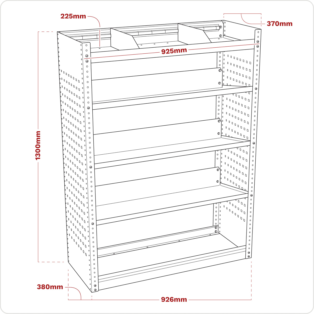 Sealey Modular Slanted Shelf Van Tool Storage Unit Robust Steel 925mm APMSV02