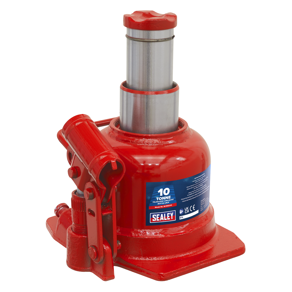 Sealey 10 Tonne Telescopic Low Profile Bottle Jack With Overload Valve BJ10LE
