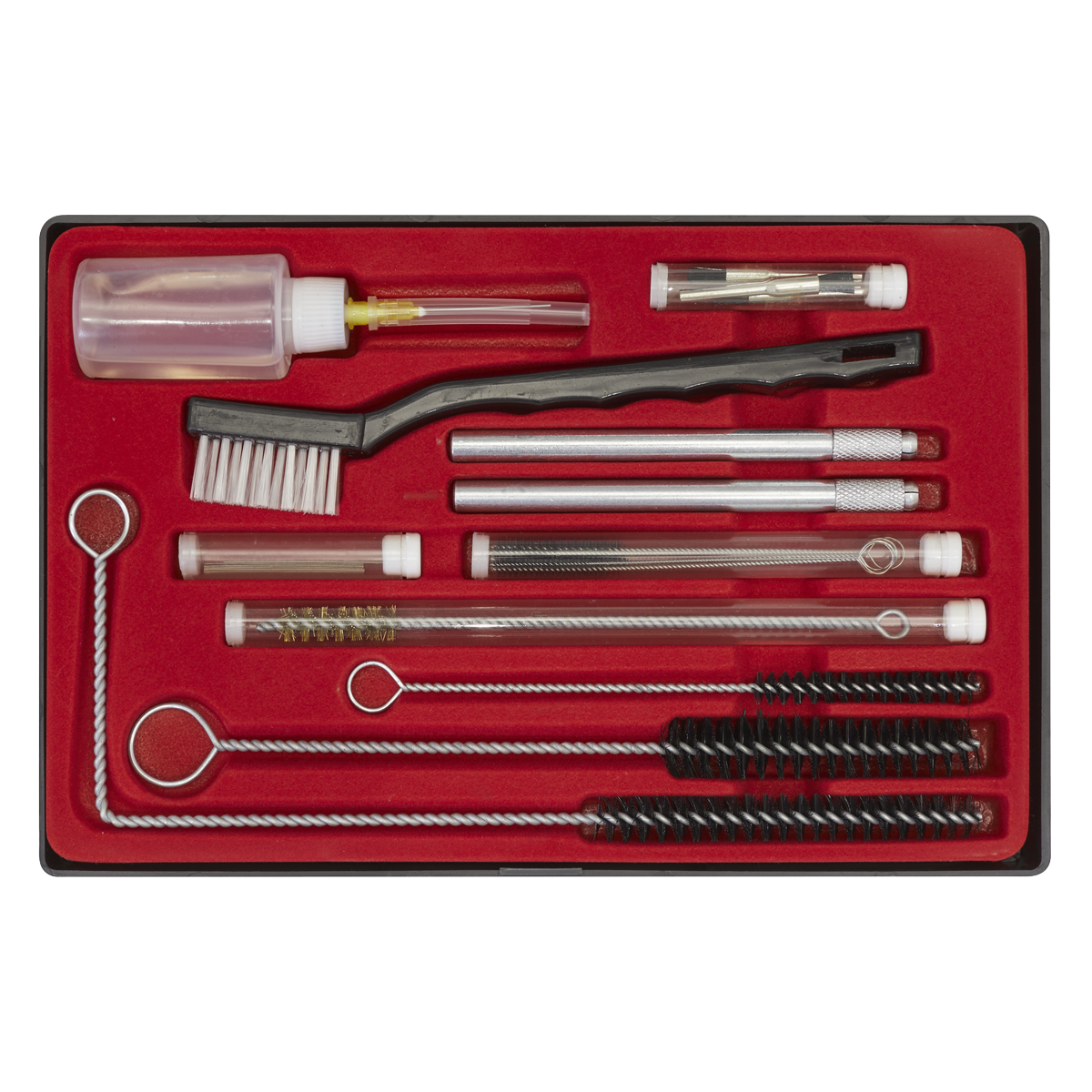 Sealey Spray Gun Cleaning Set With Empty Bottle For Lubricant 20 Pieces BSGC5