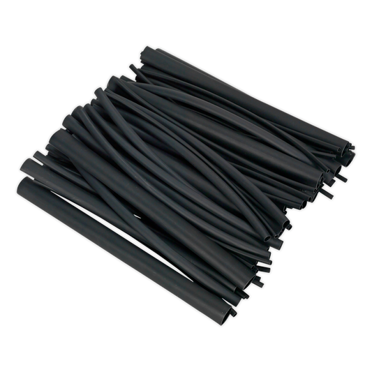 Sealey Heat Shrink Tubing Assortment 72pc Black Adhesive Lined 200mm HSTAL72B