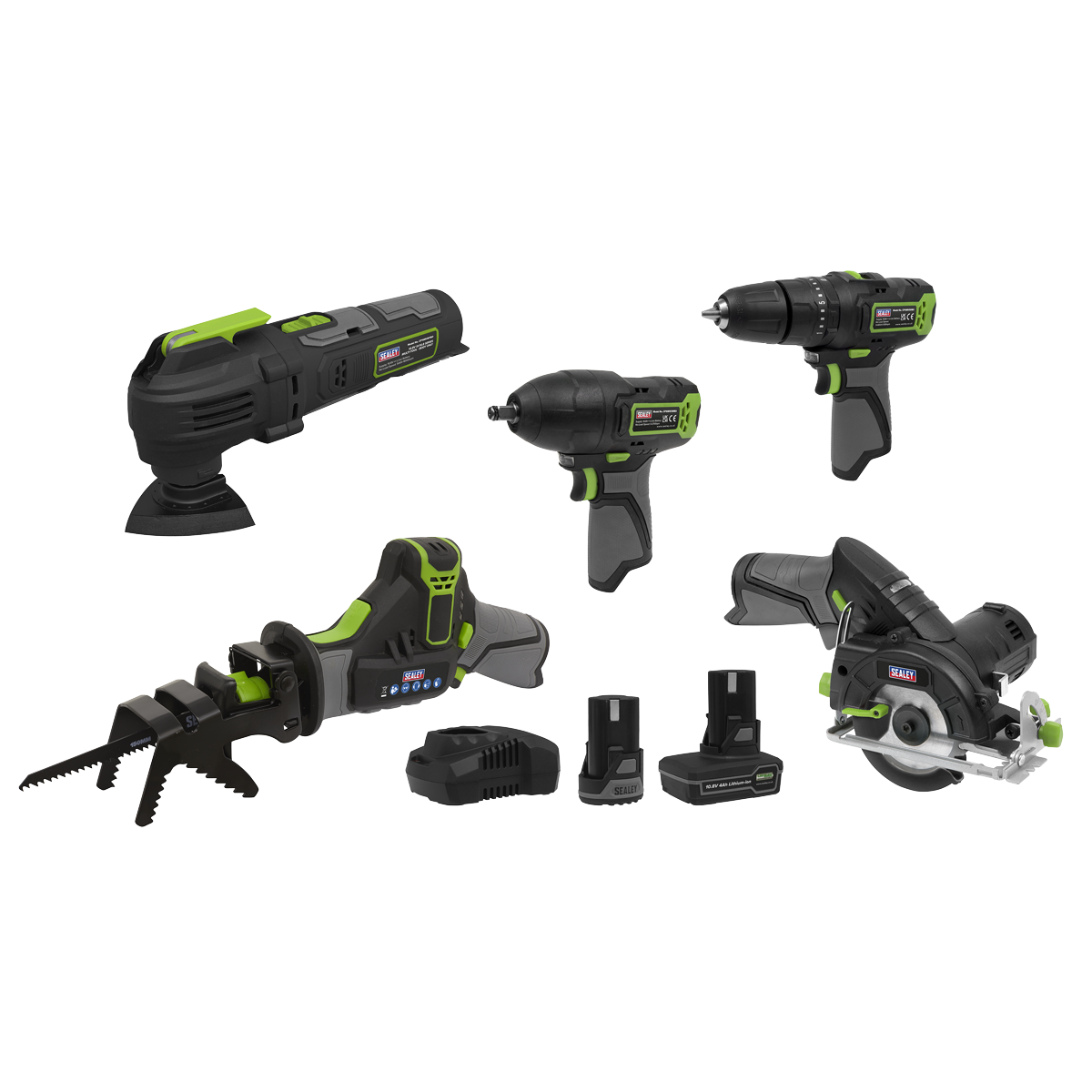 Sealey SV10.8 Series 5x 10.8V Cordless Combo Kit - 2 Batteries CP108VCOMBO8EU