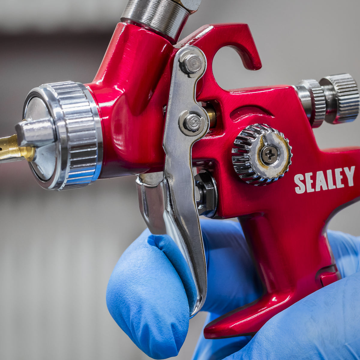 Sealey HVLP Gravity Feed Touch-Up Spray Gun Brass Air Cap 0.8mm Set-Up HVLP731