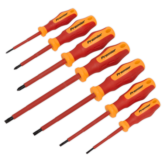 Sealey Screwdriver Set 7 Pcs VDE Approved Slotted Phillips Non-Slip Grip AK6125