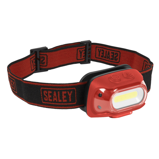 Sealey Rechargeable Head Torch With Auto-Sensor 1200mAh 8W COB LED Red HT08RR
