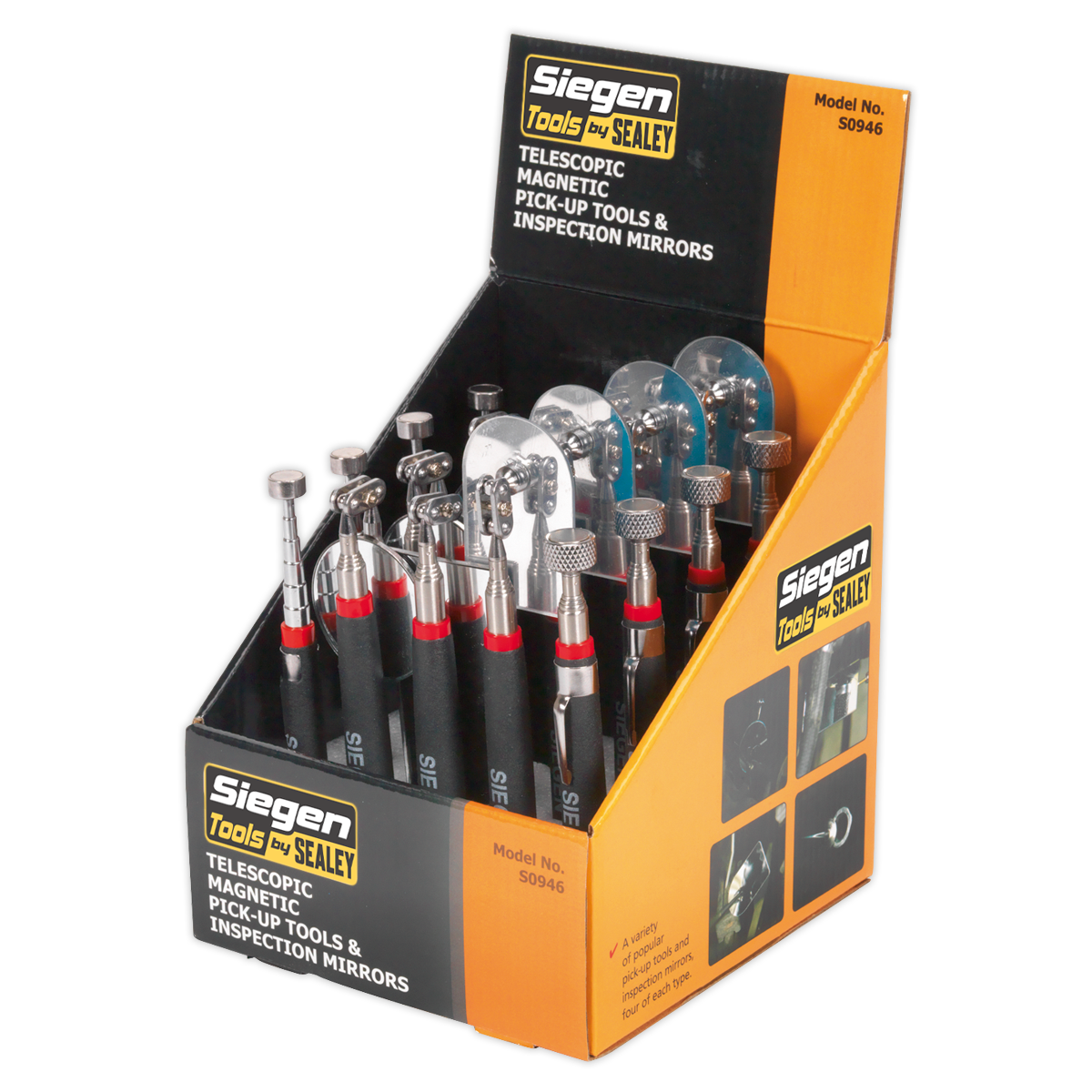 Sealey Telescopic Magnetic Pick-Up Tools & Inspection Mirrors - Box of 20 S0946