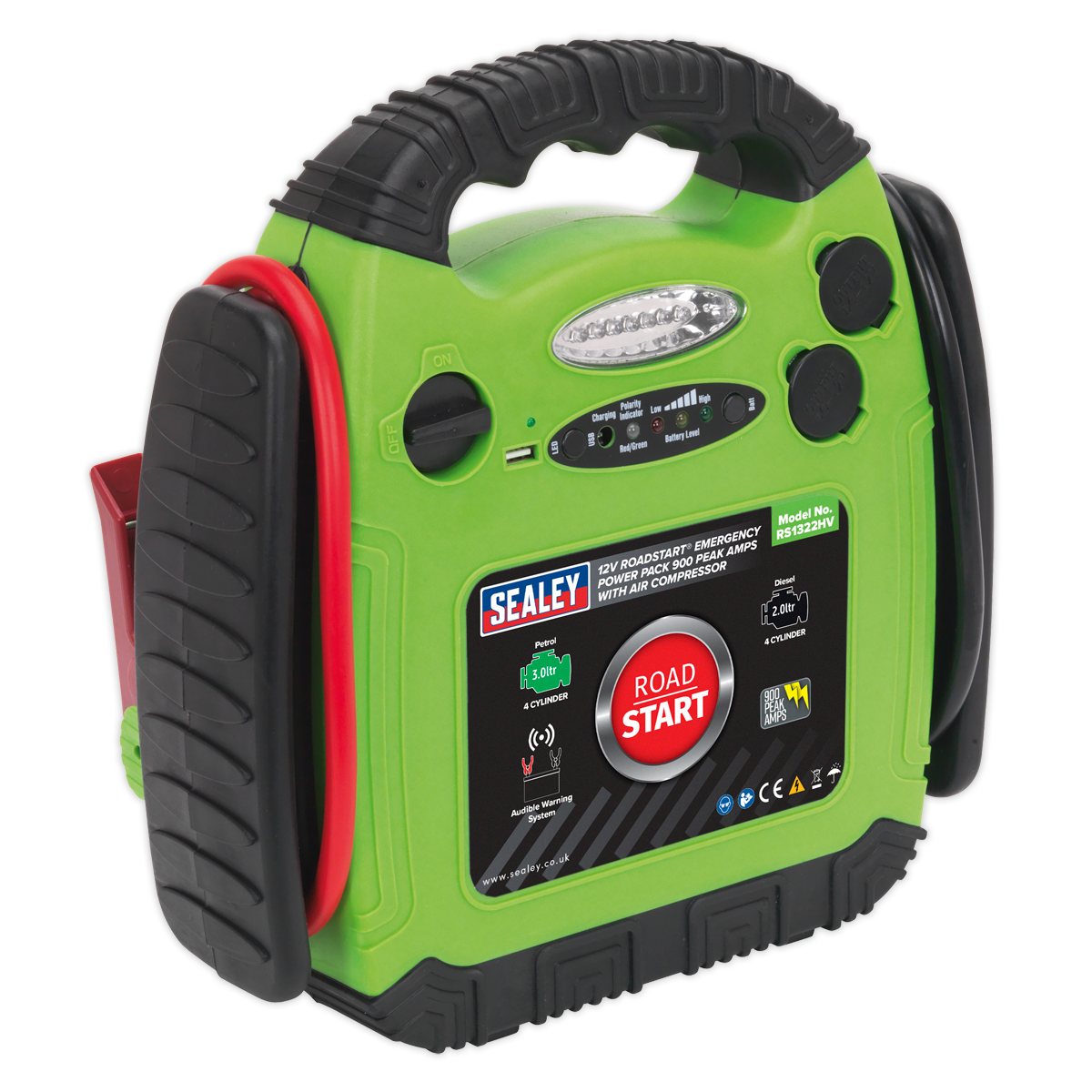 Sealey RoadStart Emergency Power Pack Air Compressor 12V 900 Peak Amps RS1322HV