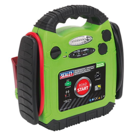 Sealey RoadStart Emergency Power Pack Air Compressor 12V 900 Peak Amps RS1322HV