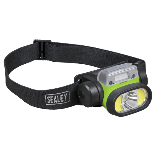 Sealey Rechargeable Head Torch With Auto-Sensor 5W & 3W COB LED HT400LED