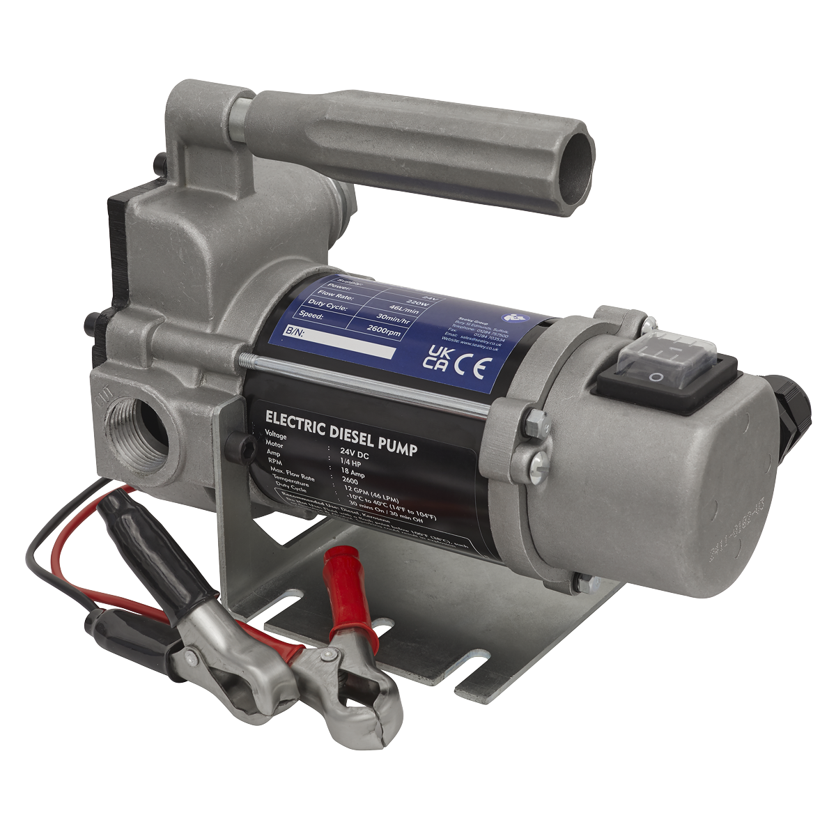 Sealey Diesel & Fluid Transfer Pump Portable 24V Robust & Compact TP9624