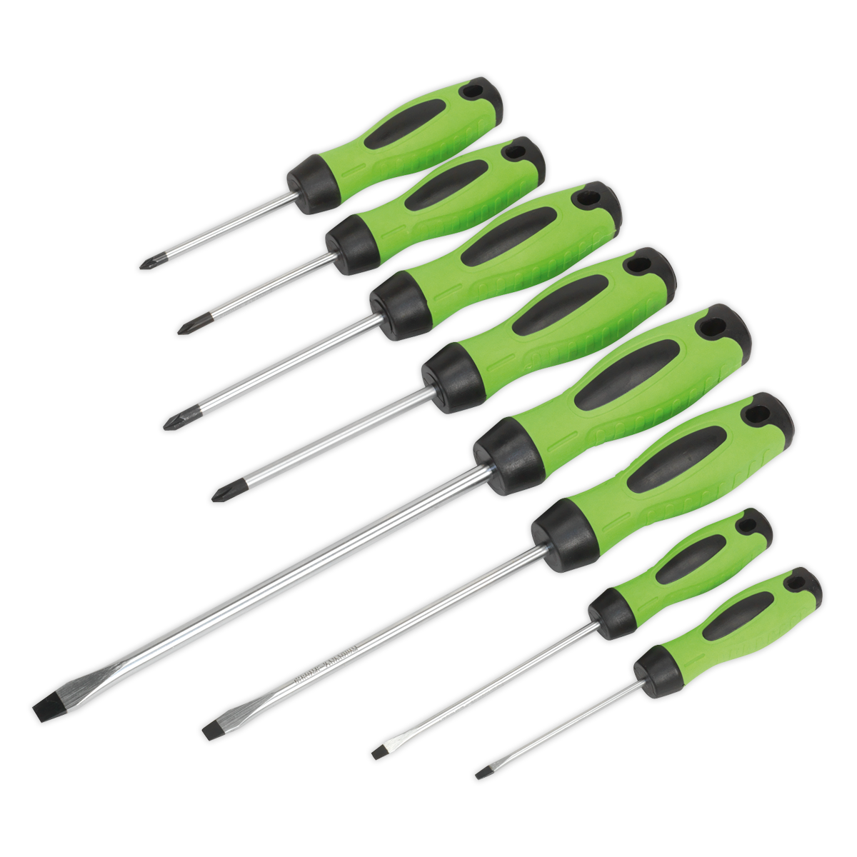 Sealey Screwdriver Set With Ergonomically Shaped Handles 8 Pieces Hi-Vis HV001