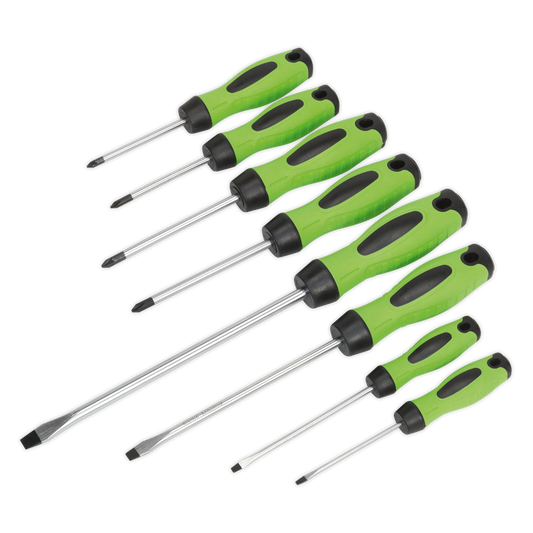 Sealey Screwdriver Set With Ergonomically Shaped Handles 8 Pieces Hi-Vis HV001