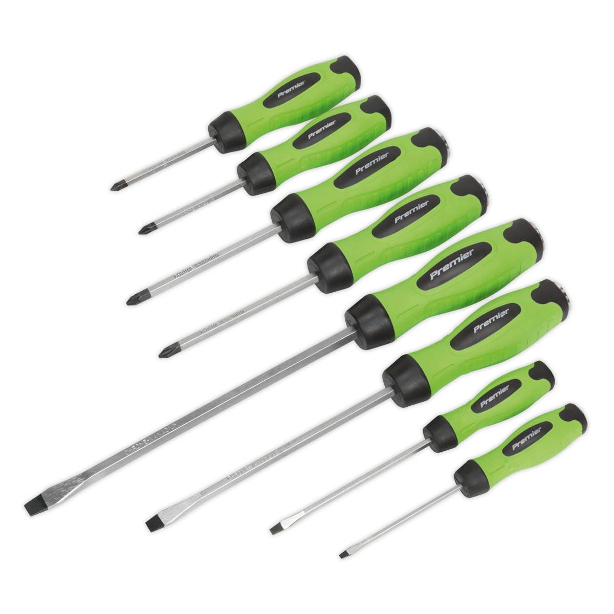 Sealey 8 Piece Hammer Thru Screwdriver Set Hi-Vis Professional Green HV002