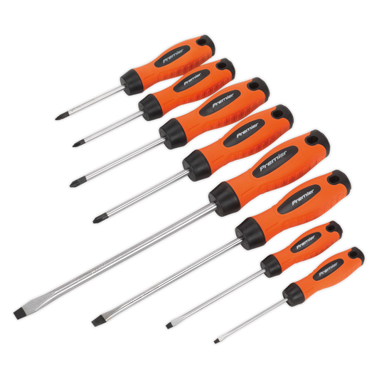 Sealey Screwdriver Set With Ergonomically Shaped Handles 8pc Hi-Vis Orange HV003