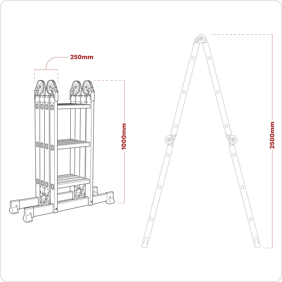 Sealey Aluminium Folding Platform Ladder 4-Way EN 131 Approved Silver AFPL1