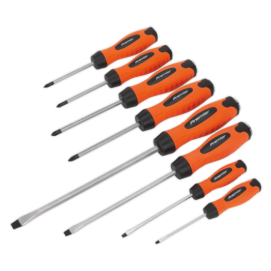 Sealey Screwdriver Set 8 Pcs Hammer-Thru Hi-Vis Textured Handles Orange HV004