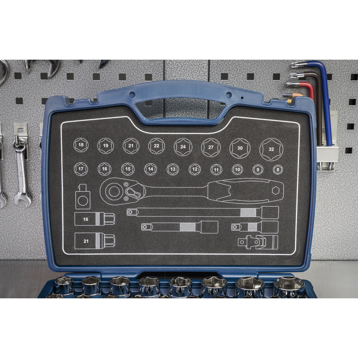 Sealey Socket Set 26 Pieces 1/2" Square Drive 6 Point WallDrive Metric AK8992