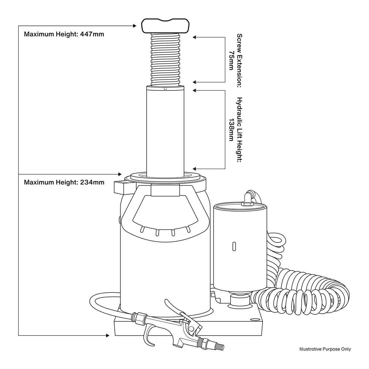 Sealey Bottle Jack 20 Tonne Manual/Air Hydraulic 90° Rotating Pump AM20