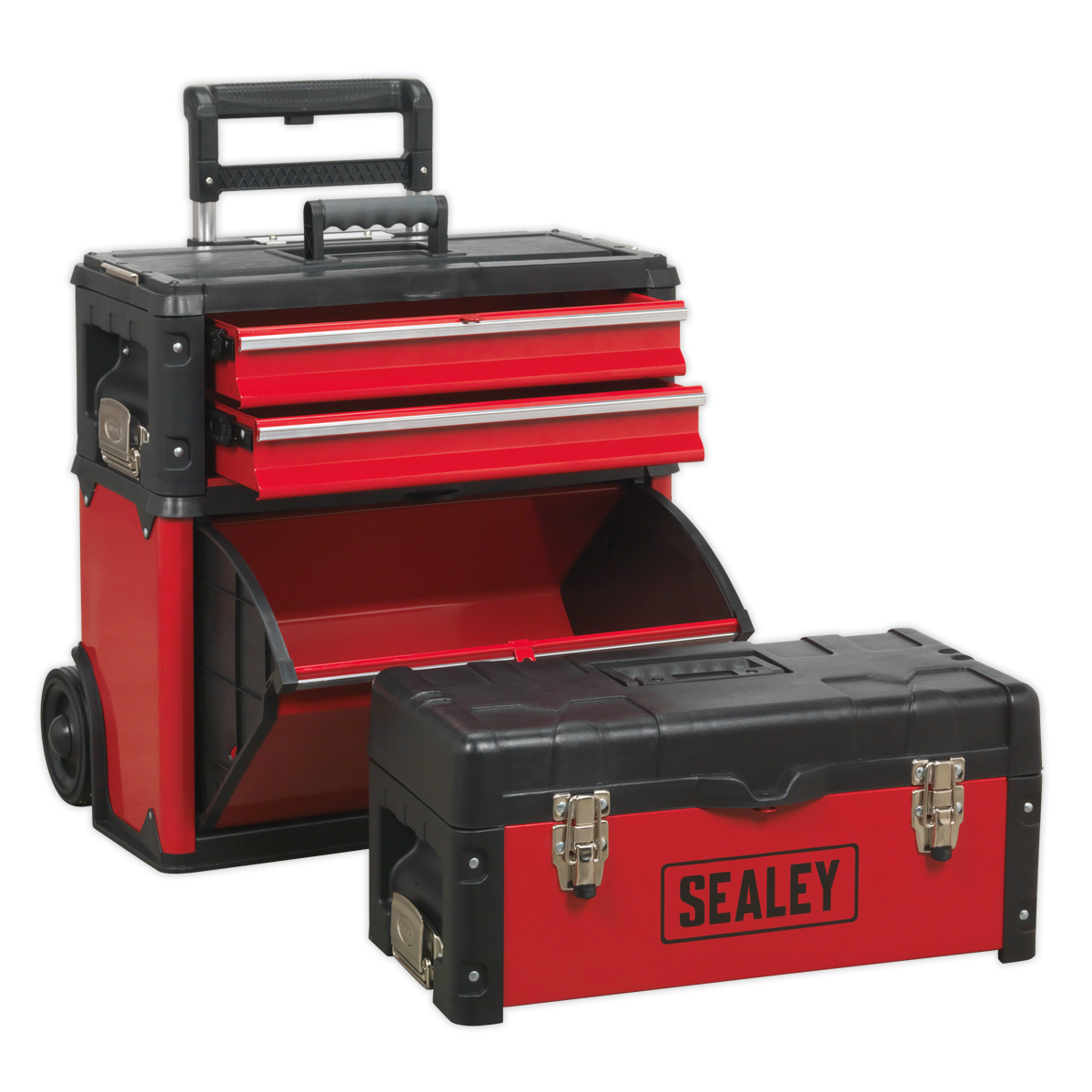 Sealey 3 Compartment Mobile Steel/Composite Toolbox With Extendable Handle AP548