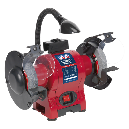 Sealey Bench Grinder 150mm With Work Light Lamp & Water Tray 250W/230V BG150WL